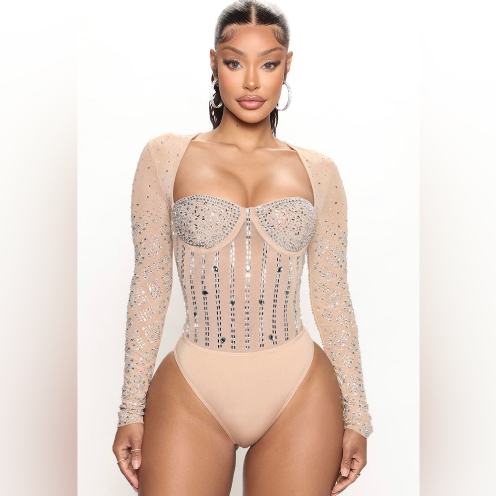 Seraphina Rhinestone bodysuit - nude